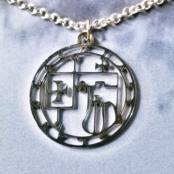 Baroque Vintage Jewelry - Glasya-Laboyas Goetic Goetia Sigil Silver Necklace